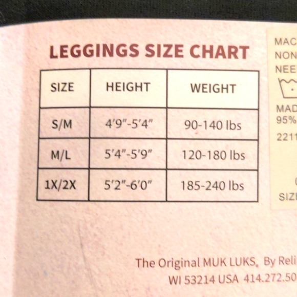 NWT Black LUK🍀EES by Muk LUKS Fleece-Lined Leggings, Size M/L - Picture 3 of 5